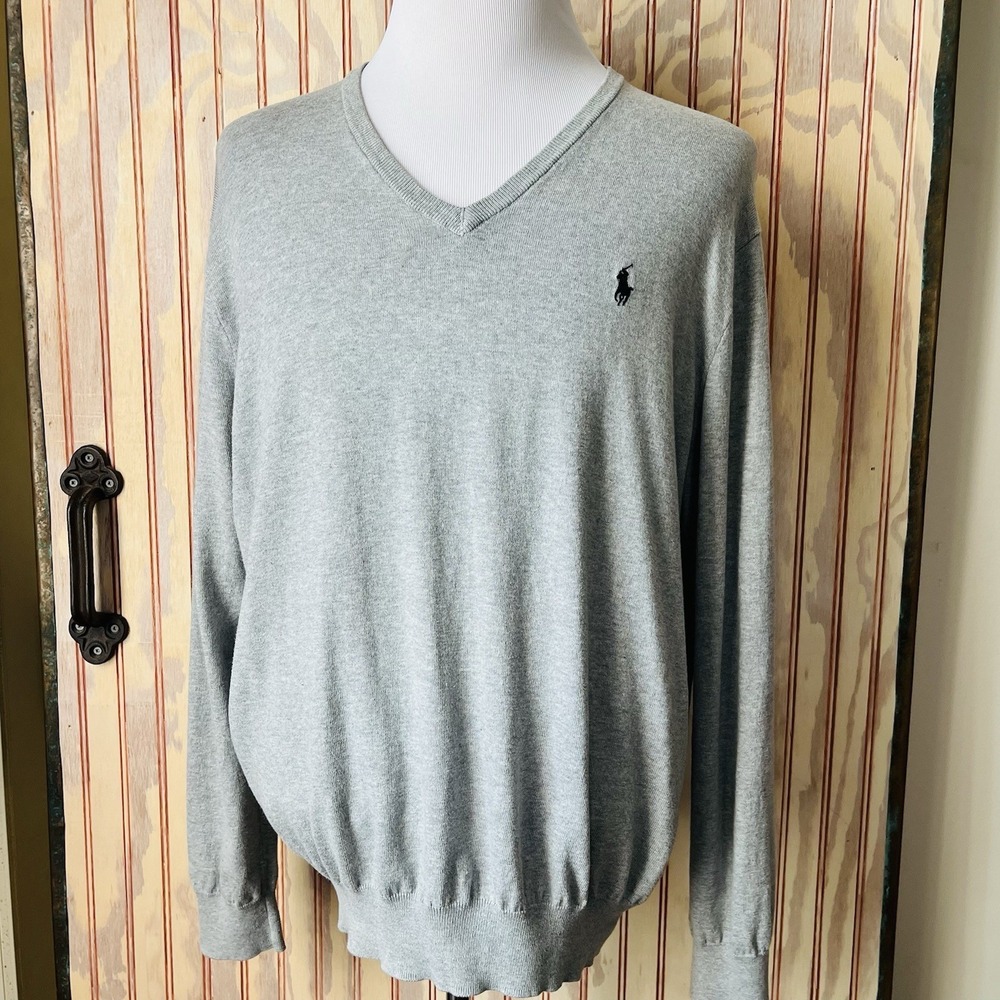 Polo‎ Ralph Lauren Men's Andover Heather Pima Cotton V-Neck Sweater Size XL.